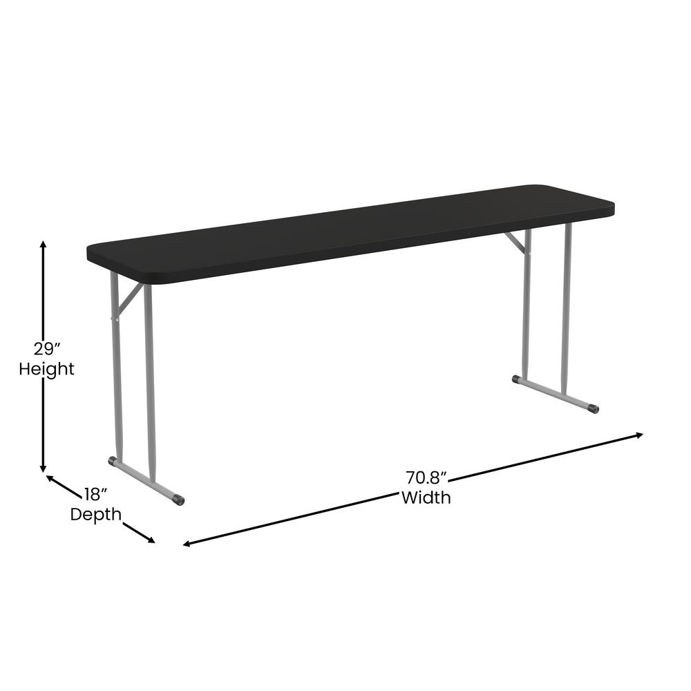 6-Foot Black Plastic Folding Training Table. Picture 6