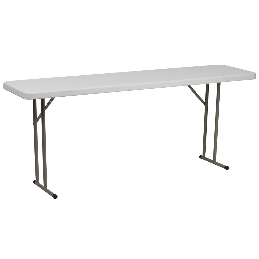 6-Foot Granite in White Plastic Folding Training Table. Picture 1