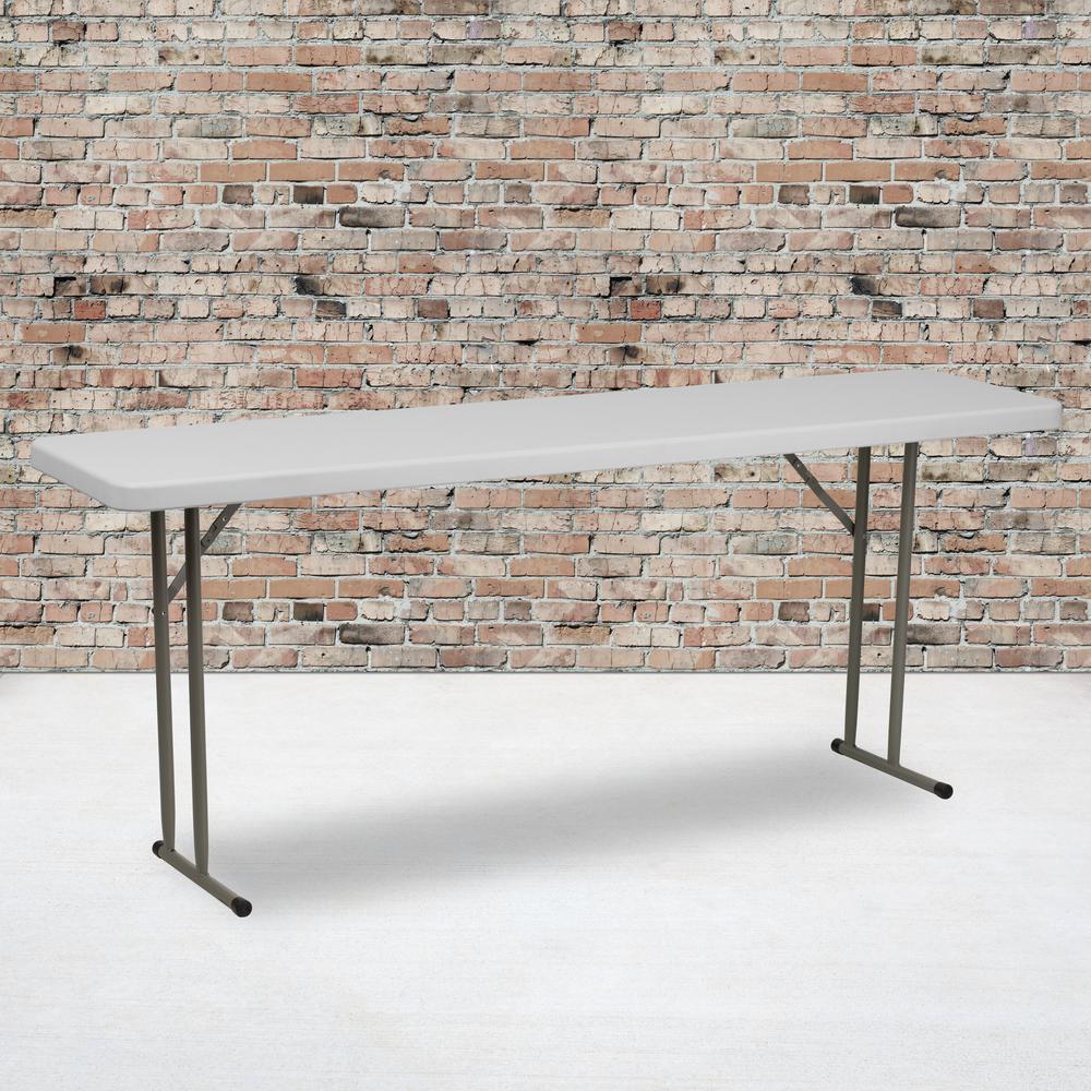 6-Foot Granite White Plastic Folding Training Table. Picture 4