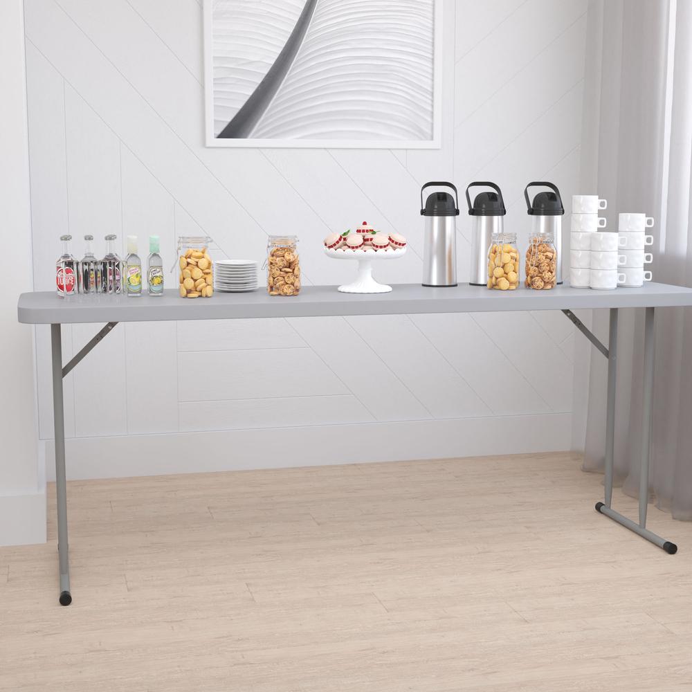 6-Foot Gray Plastic Folding Training Table. Picture 2