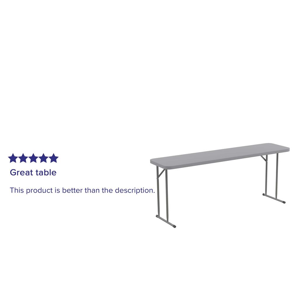 6-Foot Gray Plastic Folding Training Table. Picture 4