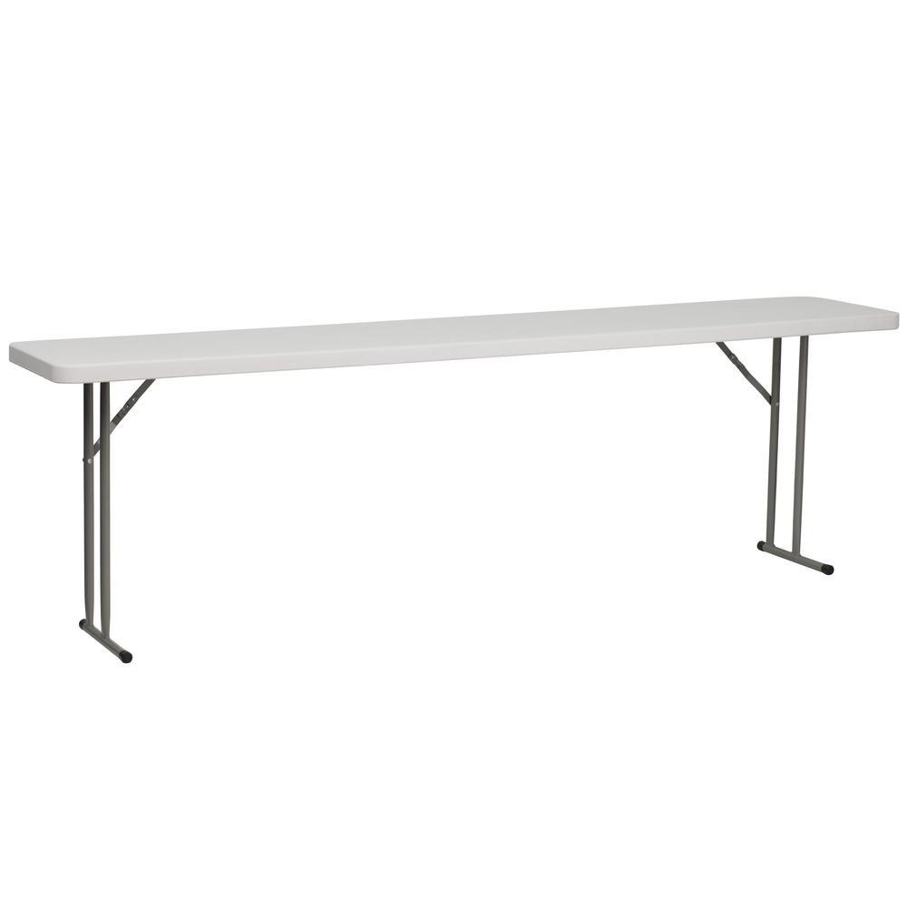 8-Foot Granite in White Plastic Folding Training Table. Picture 1