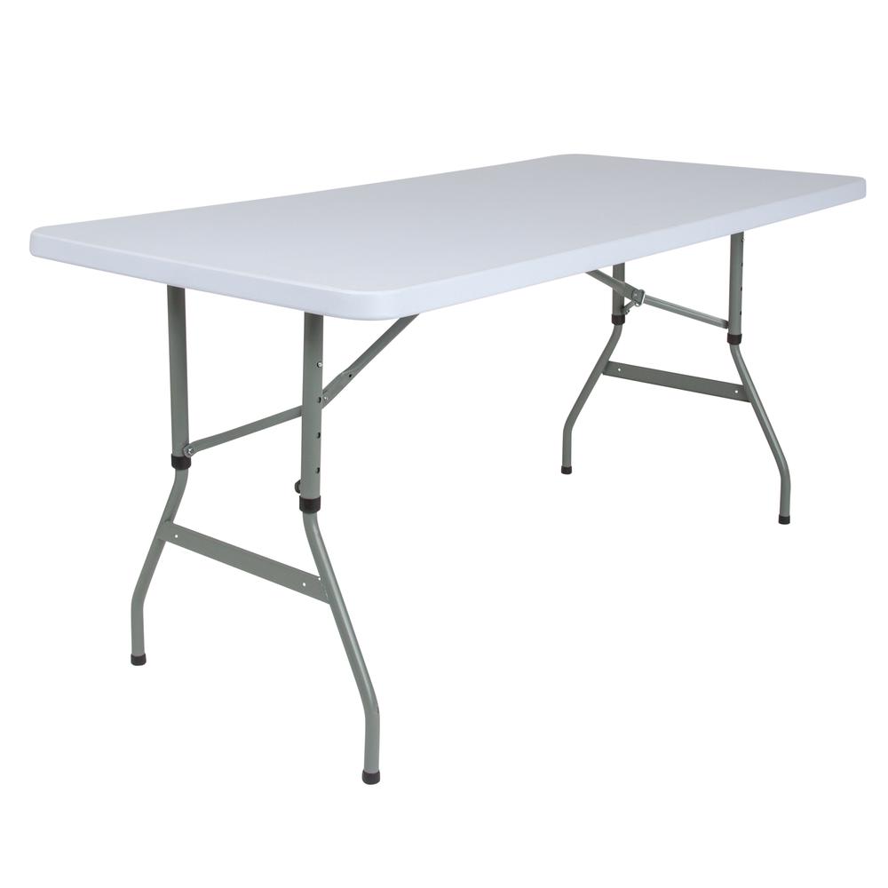 4.93-Foot Height Adjustable Granite White Plastic Folding Table. The main picture.