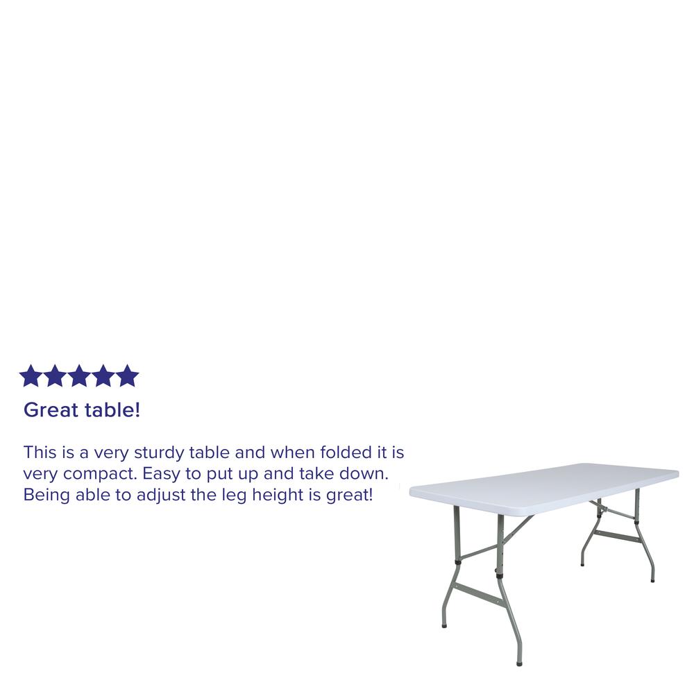 4.93-Foot Height Adjustable Granite White Plastic Folding Table. Picture 6