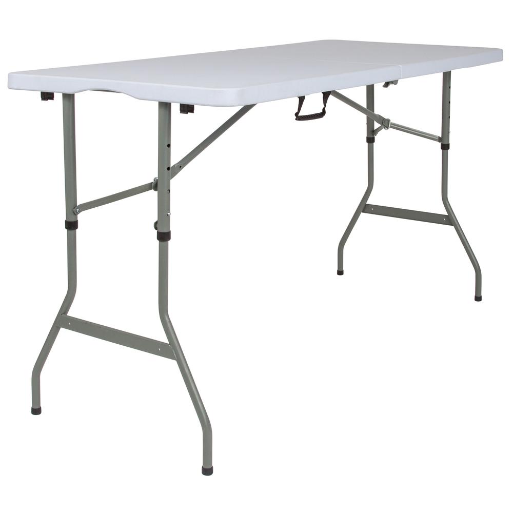5-Foot Height Bi-Fold Granite White Plastic Banquet and Event Folding Table. Picture 2
