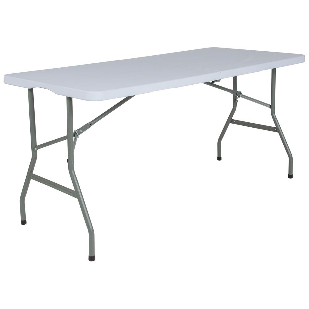 4.97-Foot Bi-Fold Granite White Plastic Folding Table. Picture 1