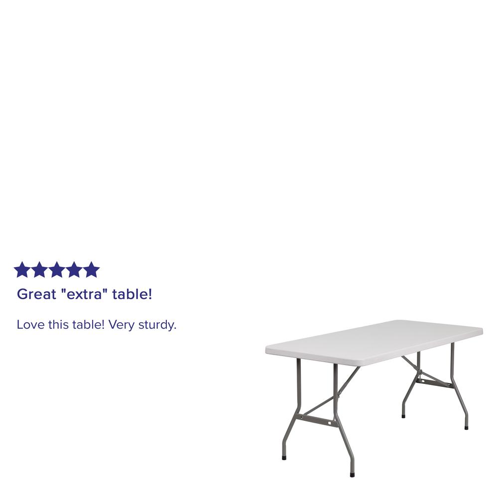 5-Foot Granite White Plastic Folding Table. Picture 5