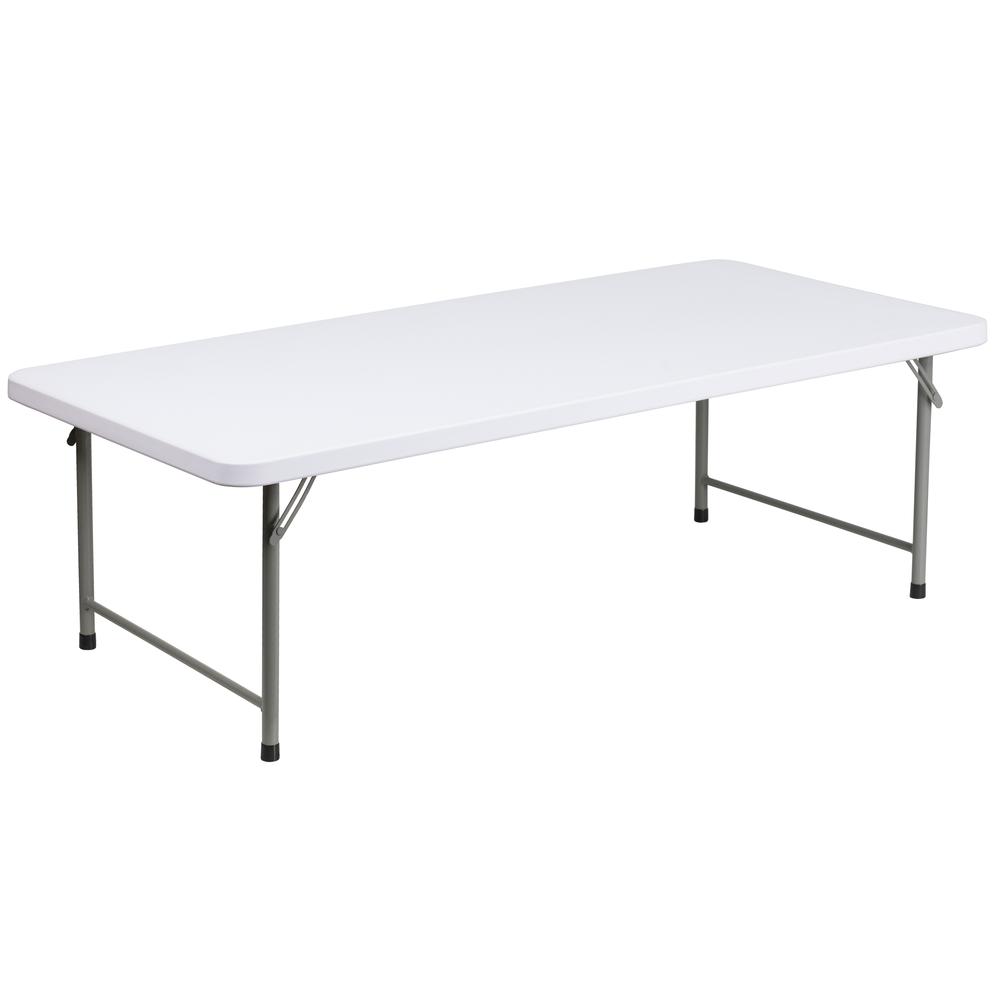 4.93-Foot Kid's Granite White Plastic Folding Table. Picture 1