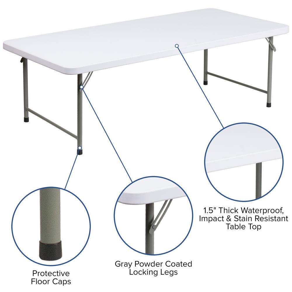 4.93-Foot Kid's Granite White Plastic Folding Table. Picture 4