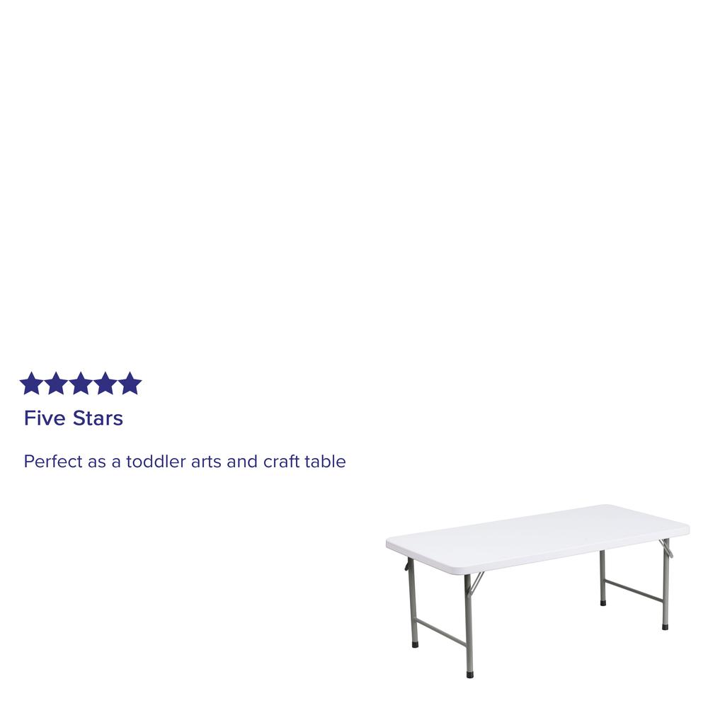 4.93-Foot Kid's Granite White Plastic Folding Table. Picture 6