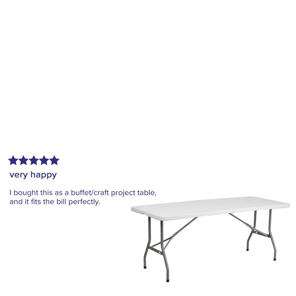 6-Foot Bi-Fold Granite White Plastic Folding Table. Picture 6