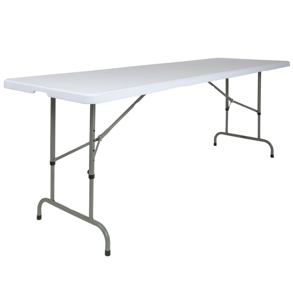 8Foot Height Adjustable Granite White Plastic Folding Table
