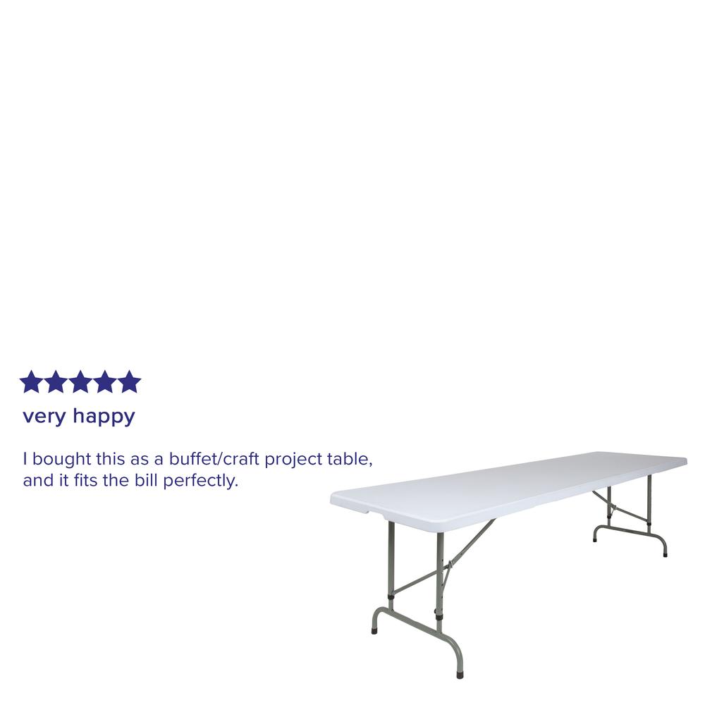8-Foot Height Adjustable Granite White Plastic Folding Table. Picture 6