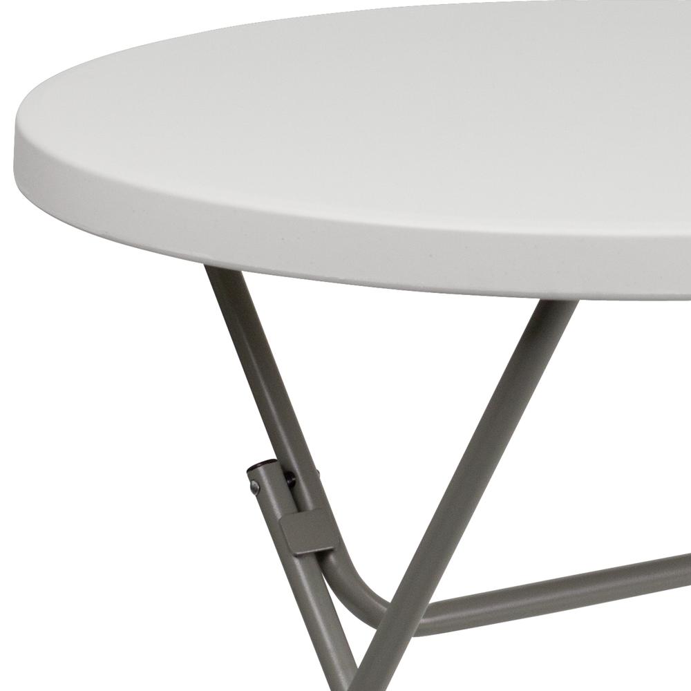 2.63-Foot Round Granite White Plastic Folding Table. Picture 5