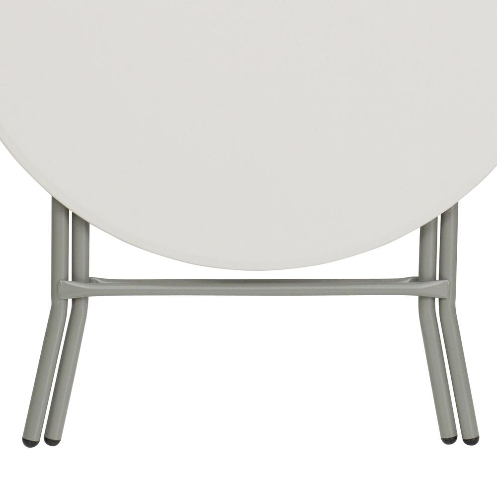2.63-Foot Round Granite White Plastic Folding Table. Picture 6