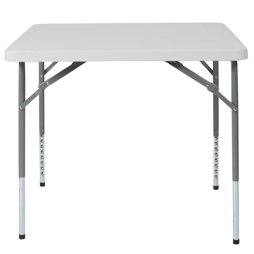 2.79-Foot Square Height Adjustable Granite White Plastic Folding Table. Picture 2