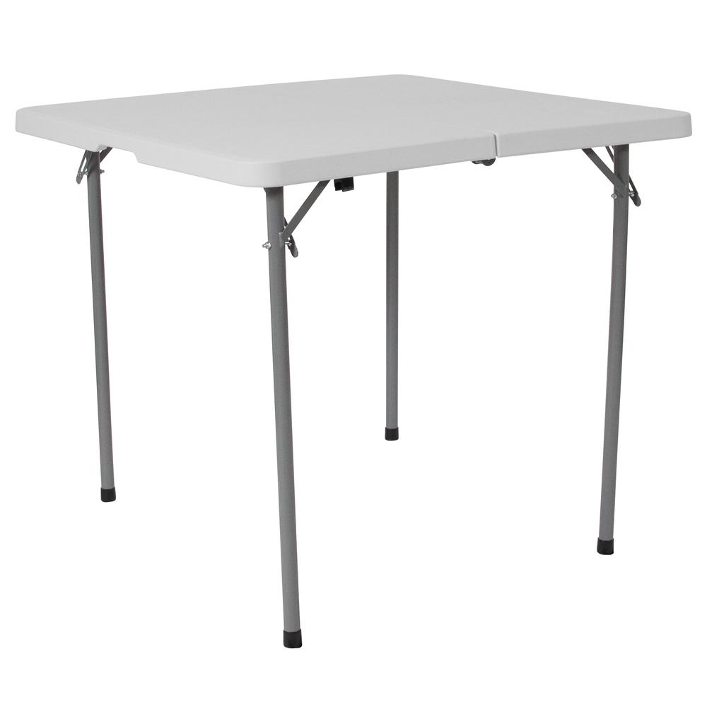 2.79-Foot Bi-Fold Granite White Plastic Folding Table with Carrying Handle. Picture 1