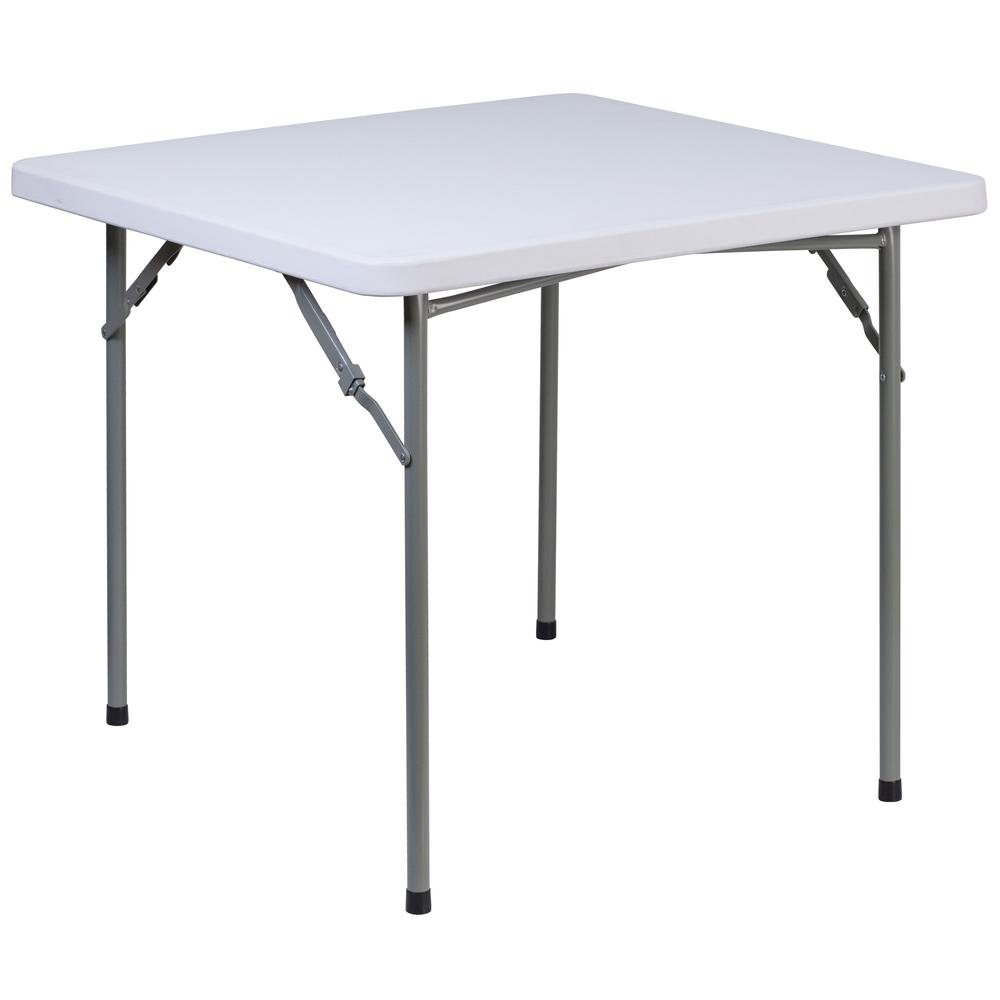 2.81-Foot Square Granite White Plastic Folding Table. Picture 1