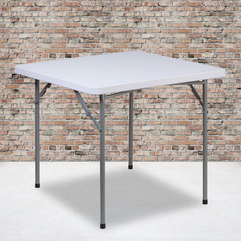 2.81-Foot Square Granite White Plastic Folding Table. Picture 6