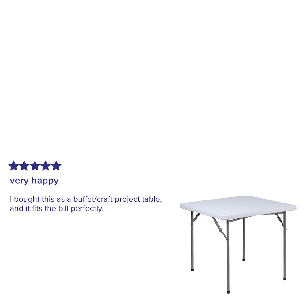 2.81-Foot Square Granite White Plastic Folding Table. Picture 7