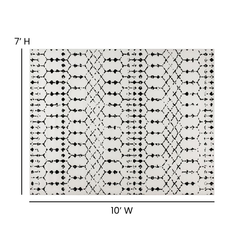 Geometric Bohemian Low Pile Rug - 8' x 10' - Ivory/Black. Picture 4