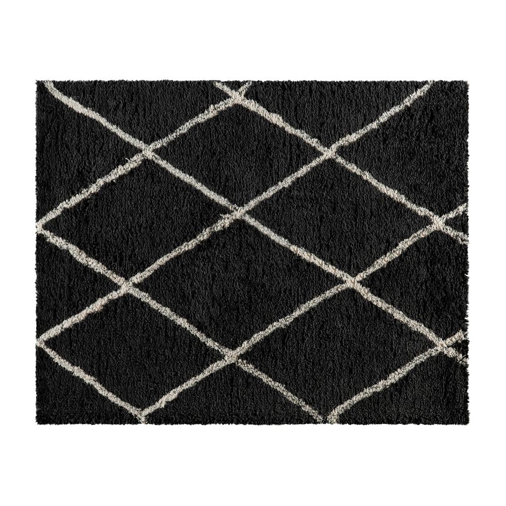 Shag Style Diamond Trellis Area Rug - 8' x 10' - Charcoal/Ivory Polyester (PET). Picture 2