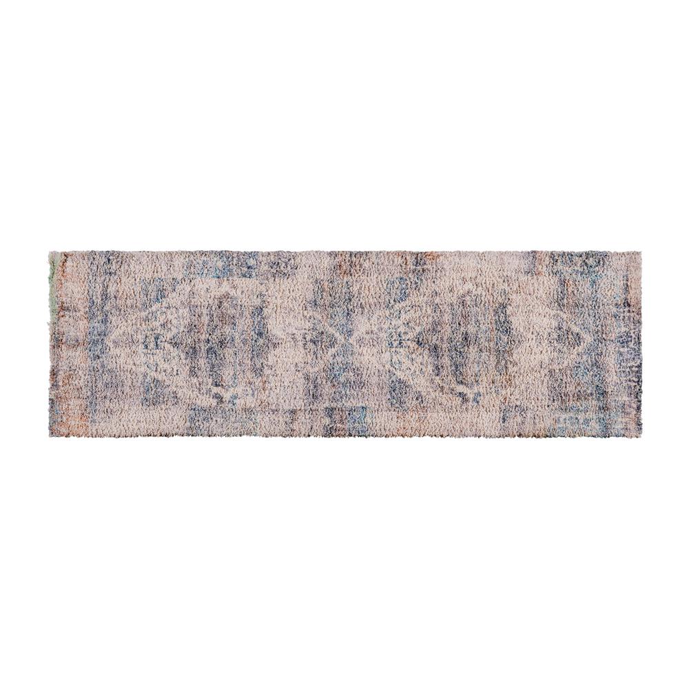 Artisan Old English Style Traditional Rug - 2'x6' - Blue Polyester. Picture 2