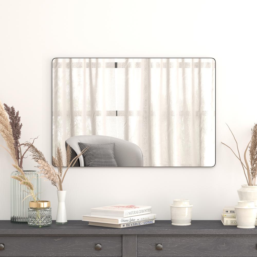 24" x 36" Decorative Wall Mirror - Rounded Corners, Black. Picture 7