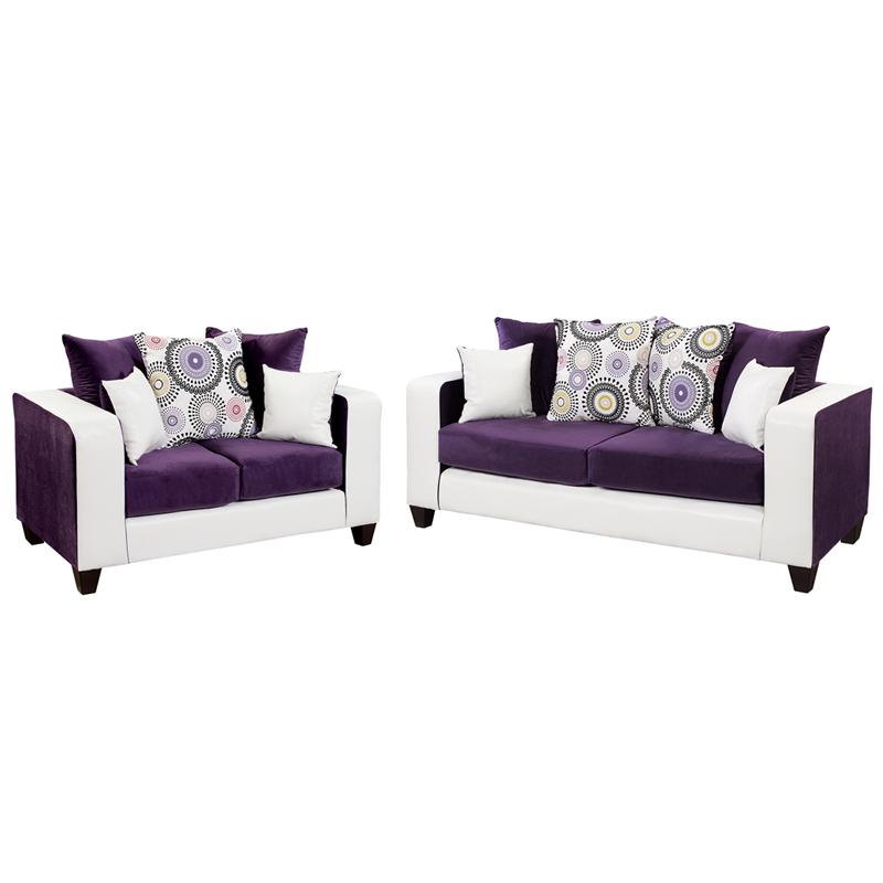 Riverstone Implosion Purple  Velvet  Living  Room  Set 