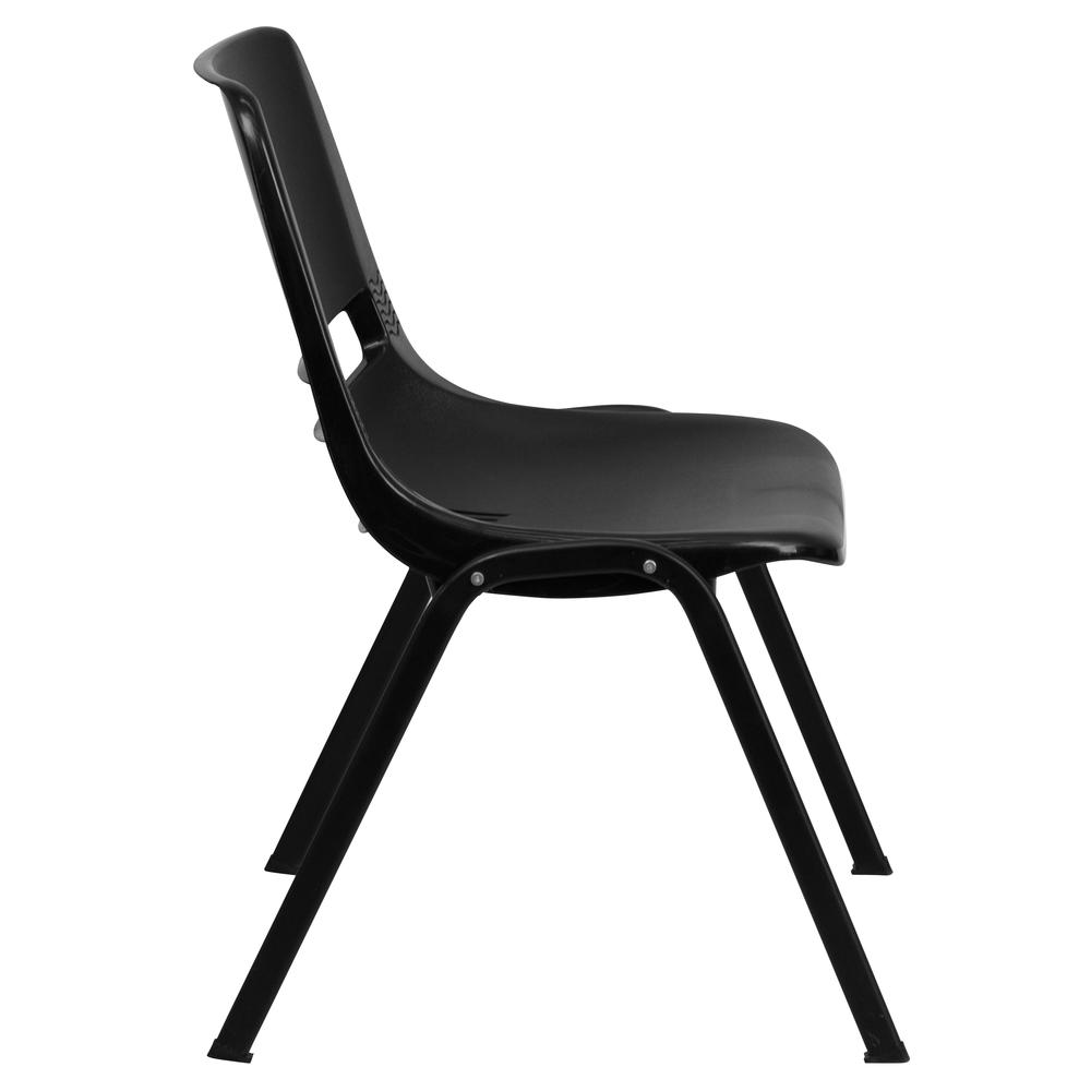HERCULES Series 440 lb. Capacity Kid's Black Ergonomic Shell Stack Chair with Black Frame and 12" Seat Height. Picture 2