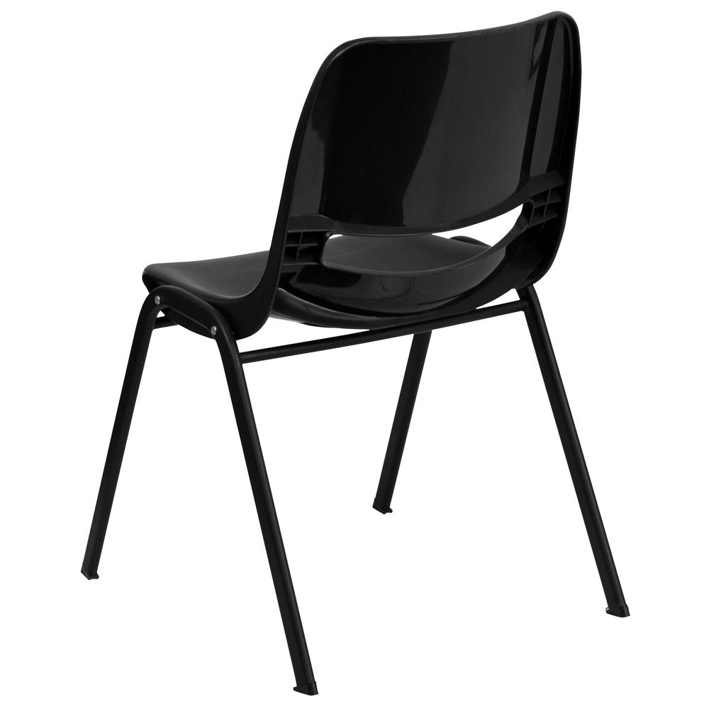 HERCULES Series 440 lb. Capacity Kid's Black Ergonomic Shell Stack Chair with Black Frame and 12" Seat Height. Picture 3