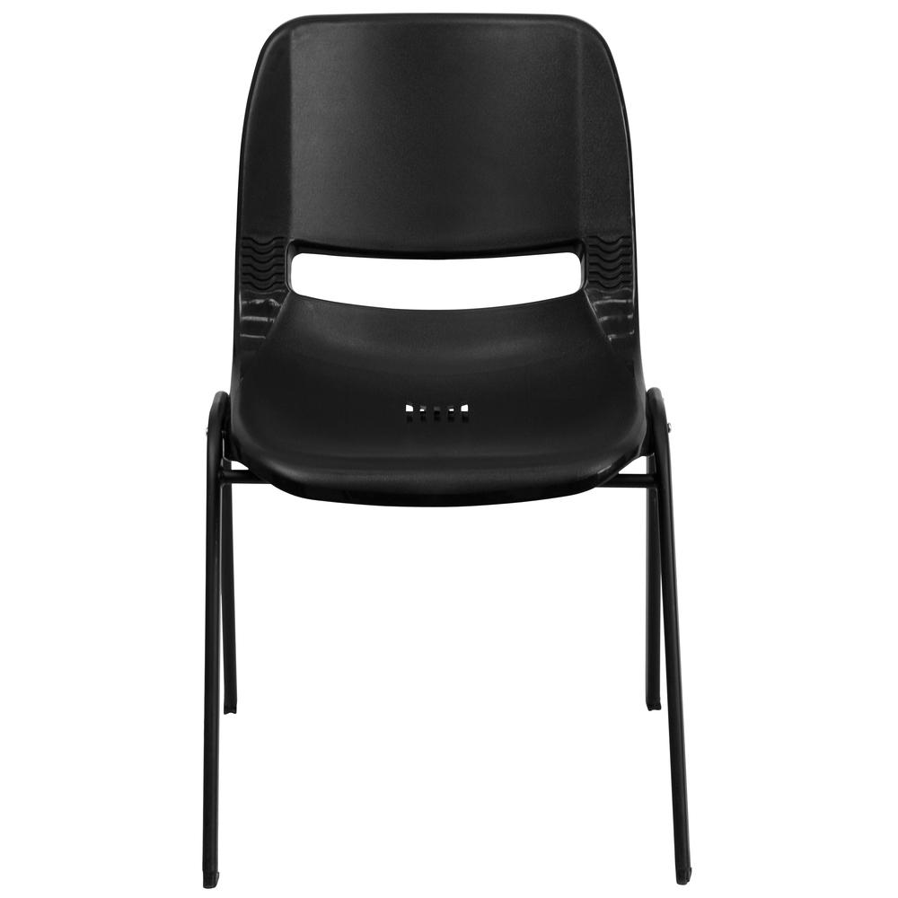 HERCULES Series 440 lb. Capacity Kid's Black Ergonomic Shell Stack Chair with Black Frame and 12" Seat Height. Picture 4