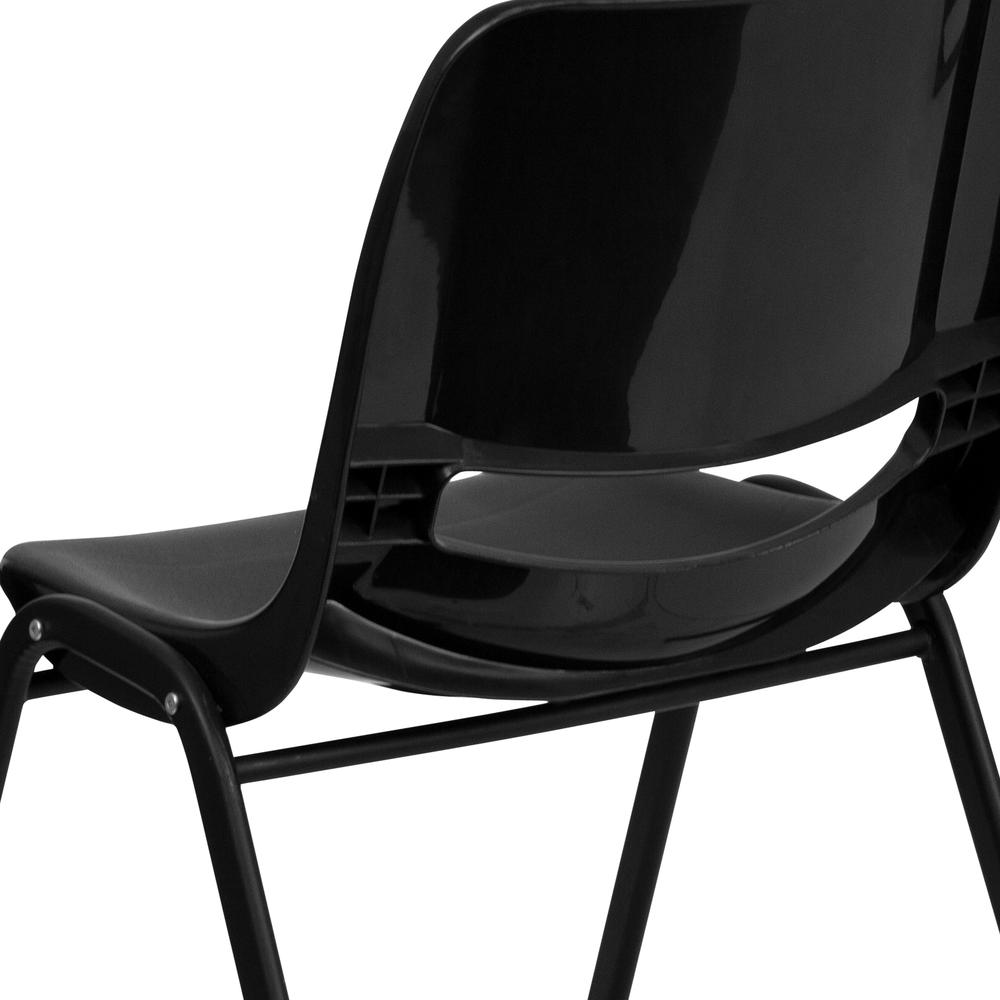 440 lb. Capacity Kid's Black Ergonomic Shell Stack Chair with Black Frame and 12" Seat Height. Picture 6