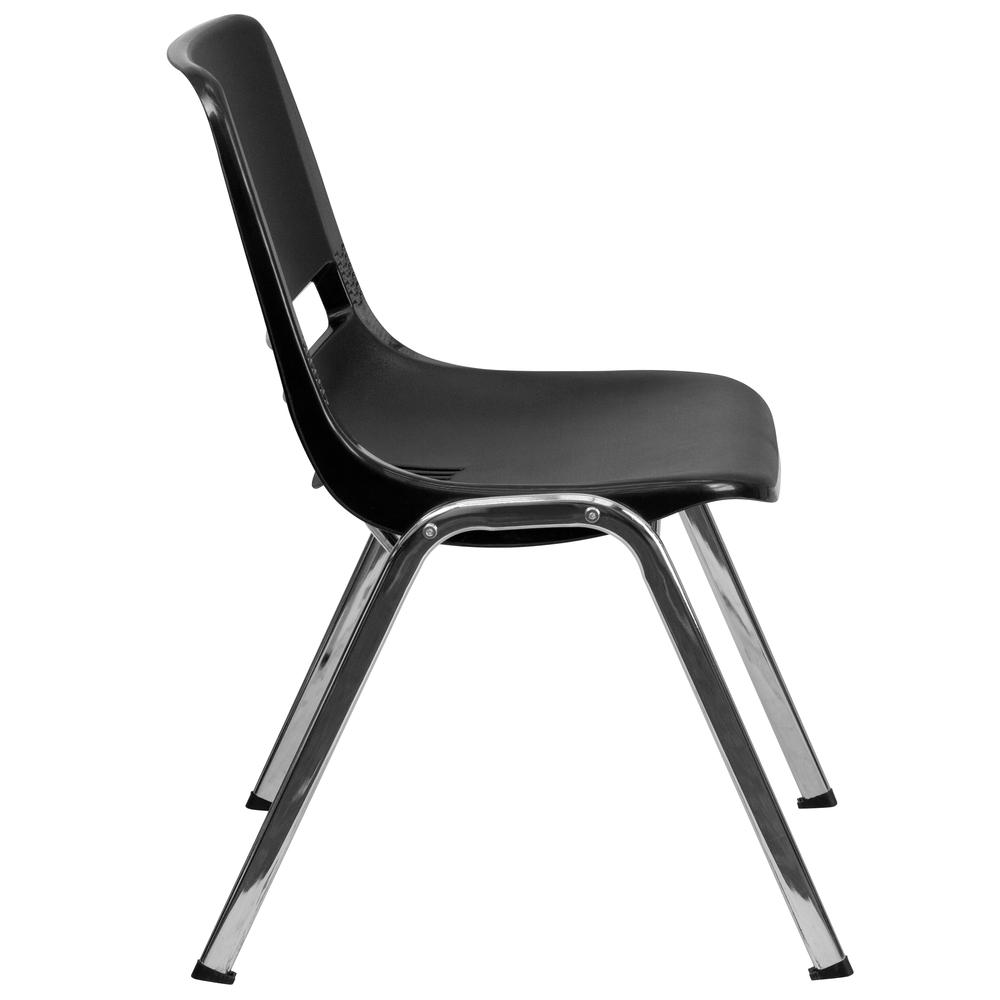 HERCULES Series 440 lb. Capacity Kid's Black Ergonomic Shell Stack Chair with Chrome Frame and 14" Seat Height. Picture 2