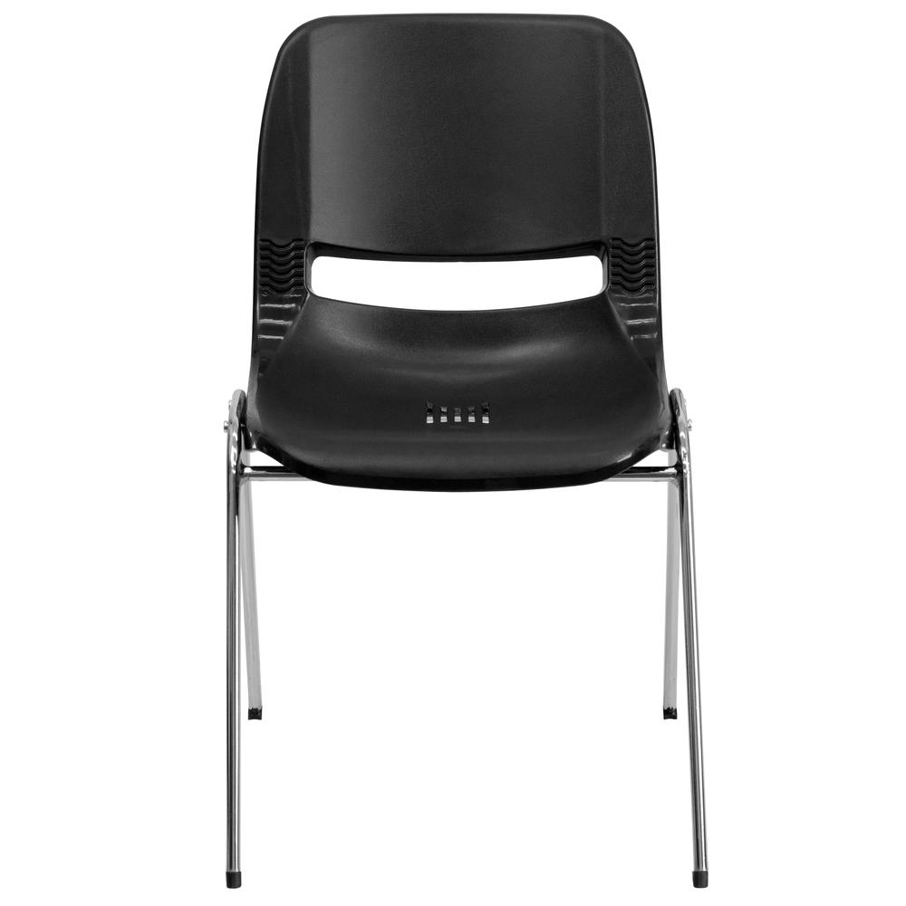 HERCULES Series 440 lb. Capacity Kid's Black Ergonomic Shell Stack Chair with Chrome Frame and 14" Seat Height. Picture 4