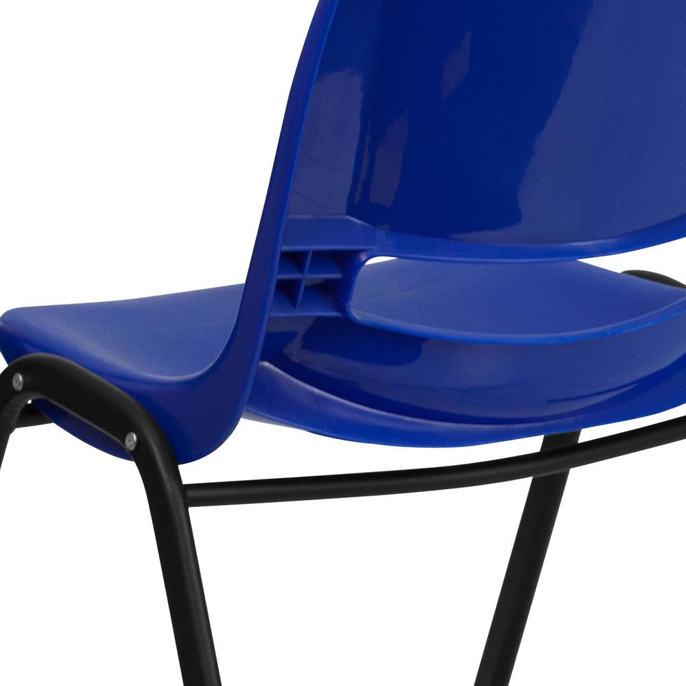 440 lb. Capacity Kid's Navy Ergonomic Shell Stack Chair with Black Frame and 14" Seat Height. Picture 7