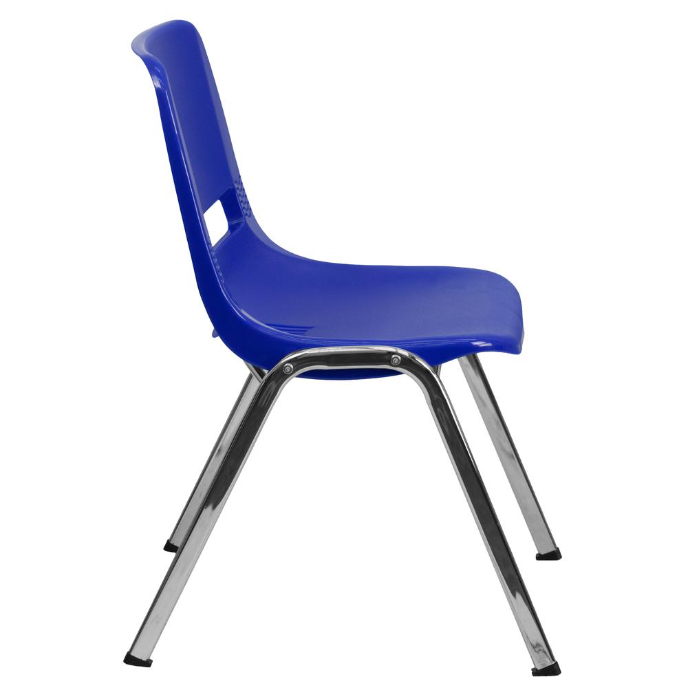 440 lb. Capacity Kid's Navy Ergonomic Shell Stack Chair with Chrome Frame and 14" Seat Height. Picture 2