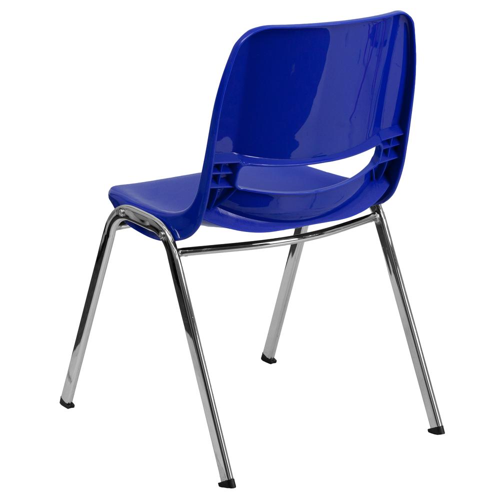 440 lb. Capacity Kid's Navy Ergonomic Shell Stack Chair with Chrome Frame and 14" Seat Height. Picture 3