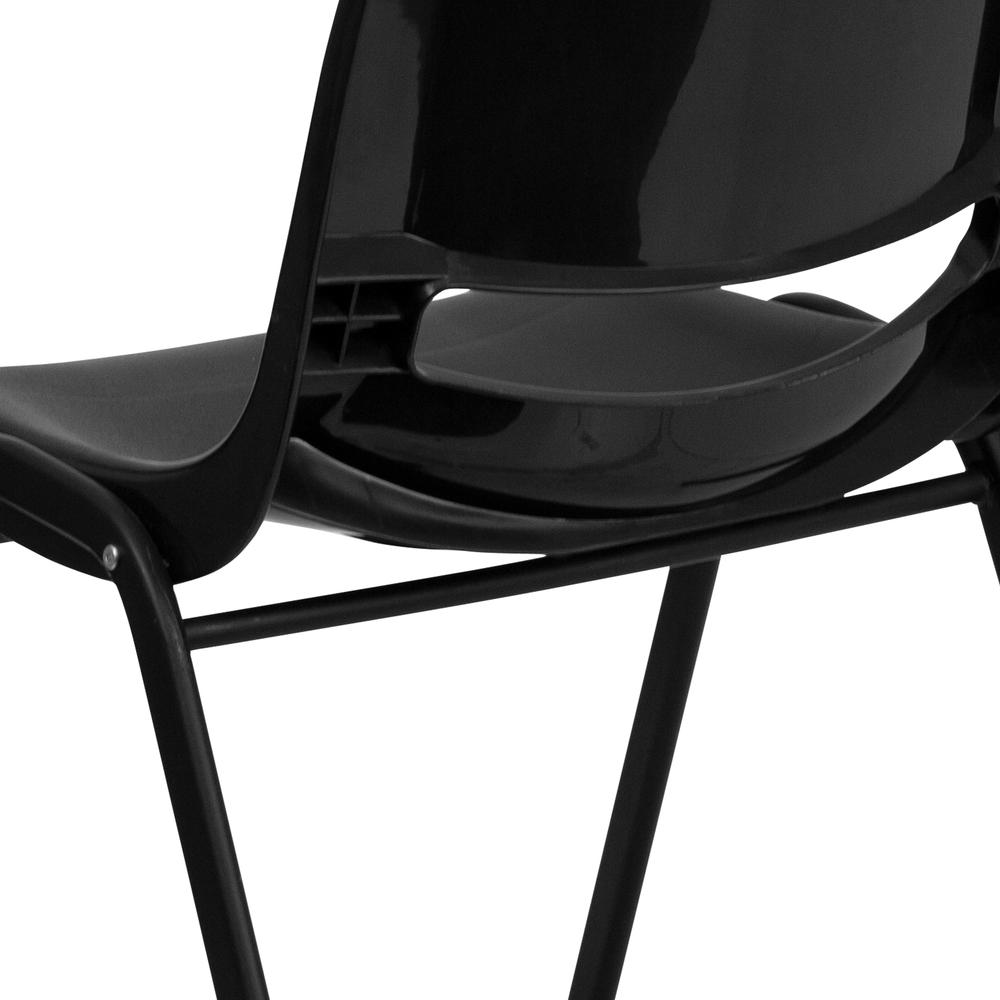 440 lb. Capacity Kid's Black Ergonomic Shell Stack Chair with Black Frame and 14" Seat Height. Picture 7