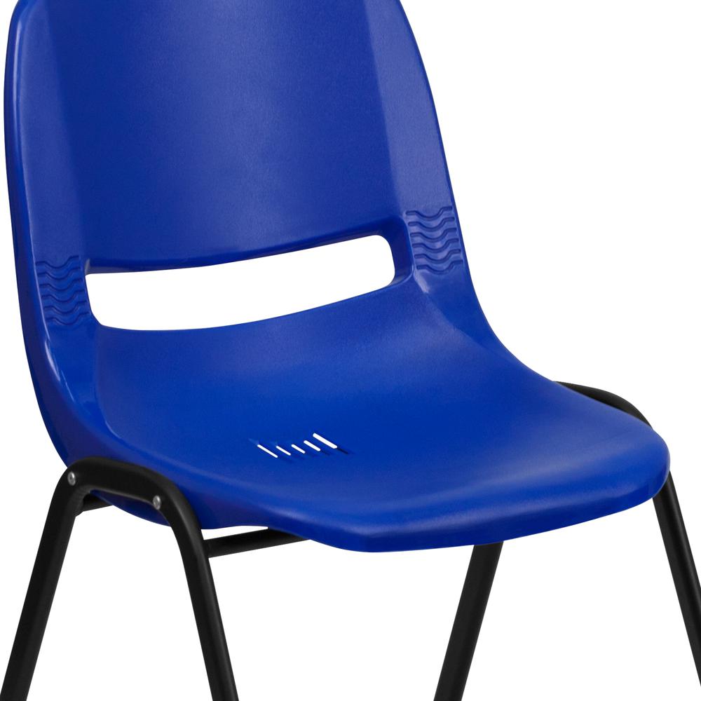 661 lb. Capacity Navy Ergonomic Shell Stack Chair with Black Frame and 16'' Seat Height. Picture 5