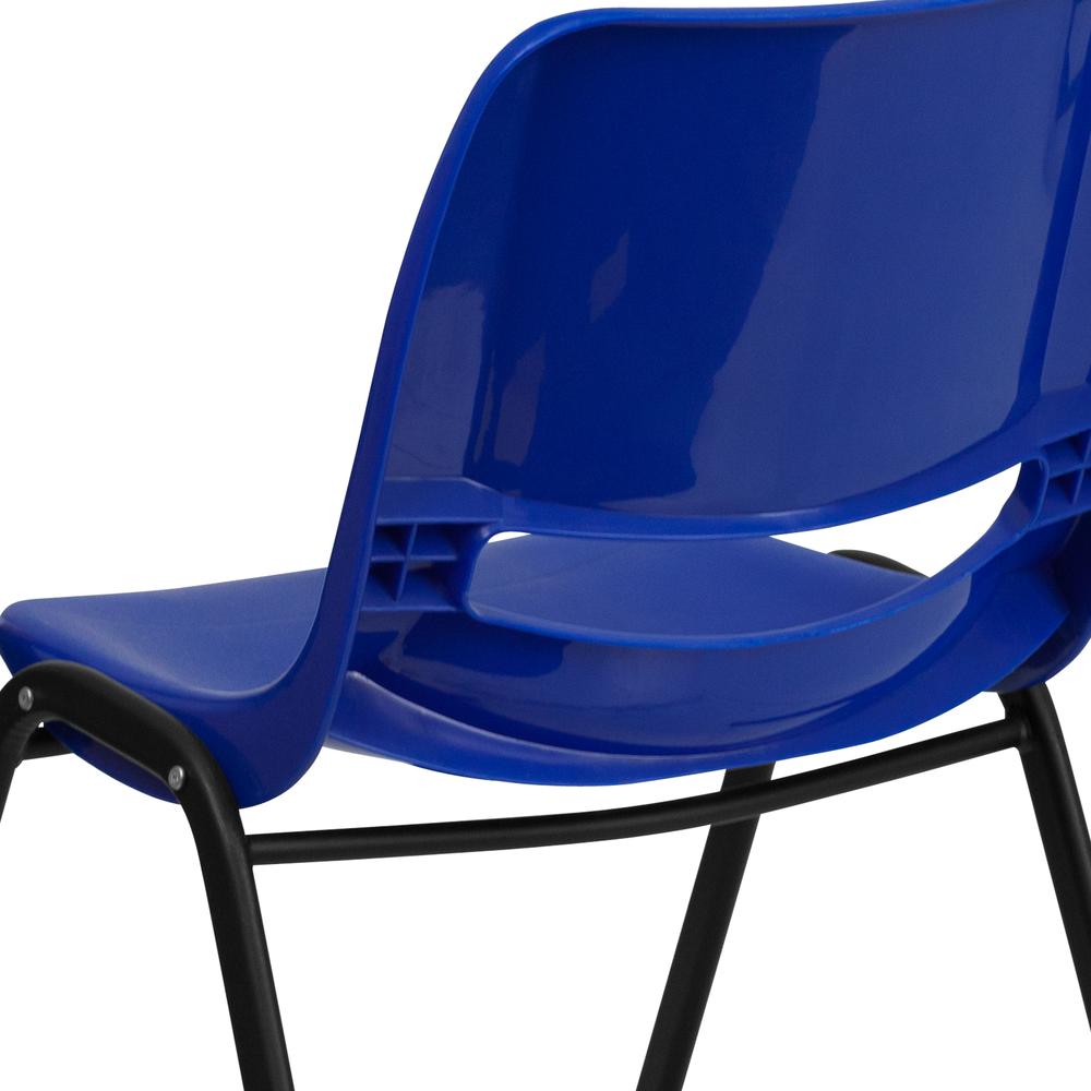 661 lb. Capacity Navy Ergonomic Shell Stack Chair with Black Frame and 16'' Seat Height. Picture 6