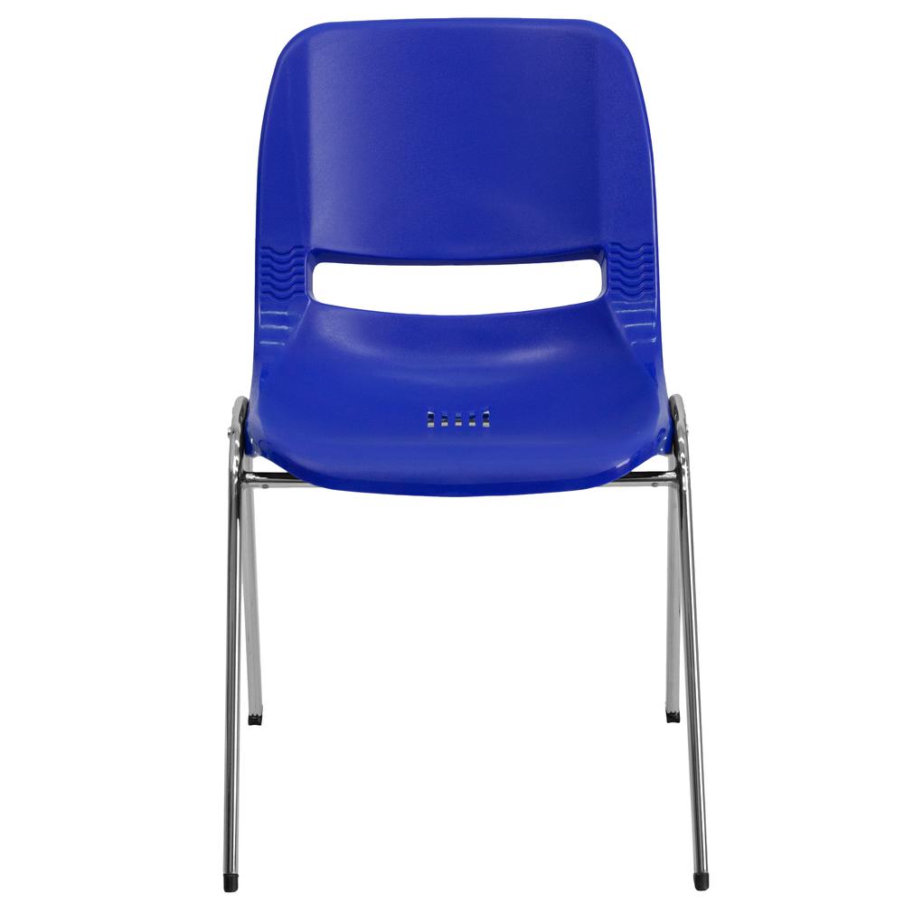 661 lb. Capacity Navy Ergonomic Shell Stack Chair with Chrome Frame and 16'' Seat Height. Picture 4