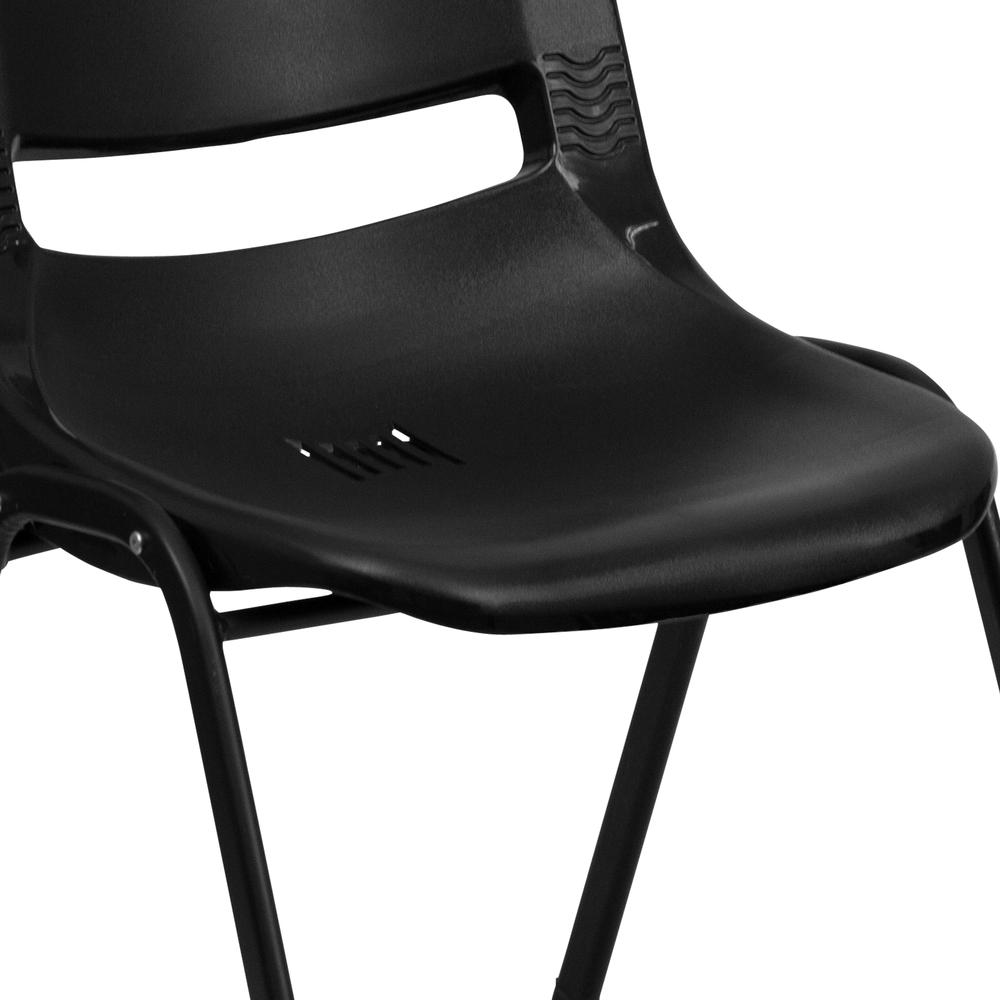 661 lb. Capacity Black Ergonomic Shell Stack Chair with Black Frame and 16'' Seat Height. Picture 6