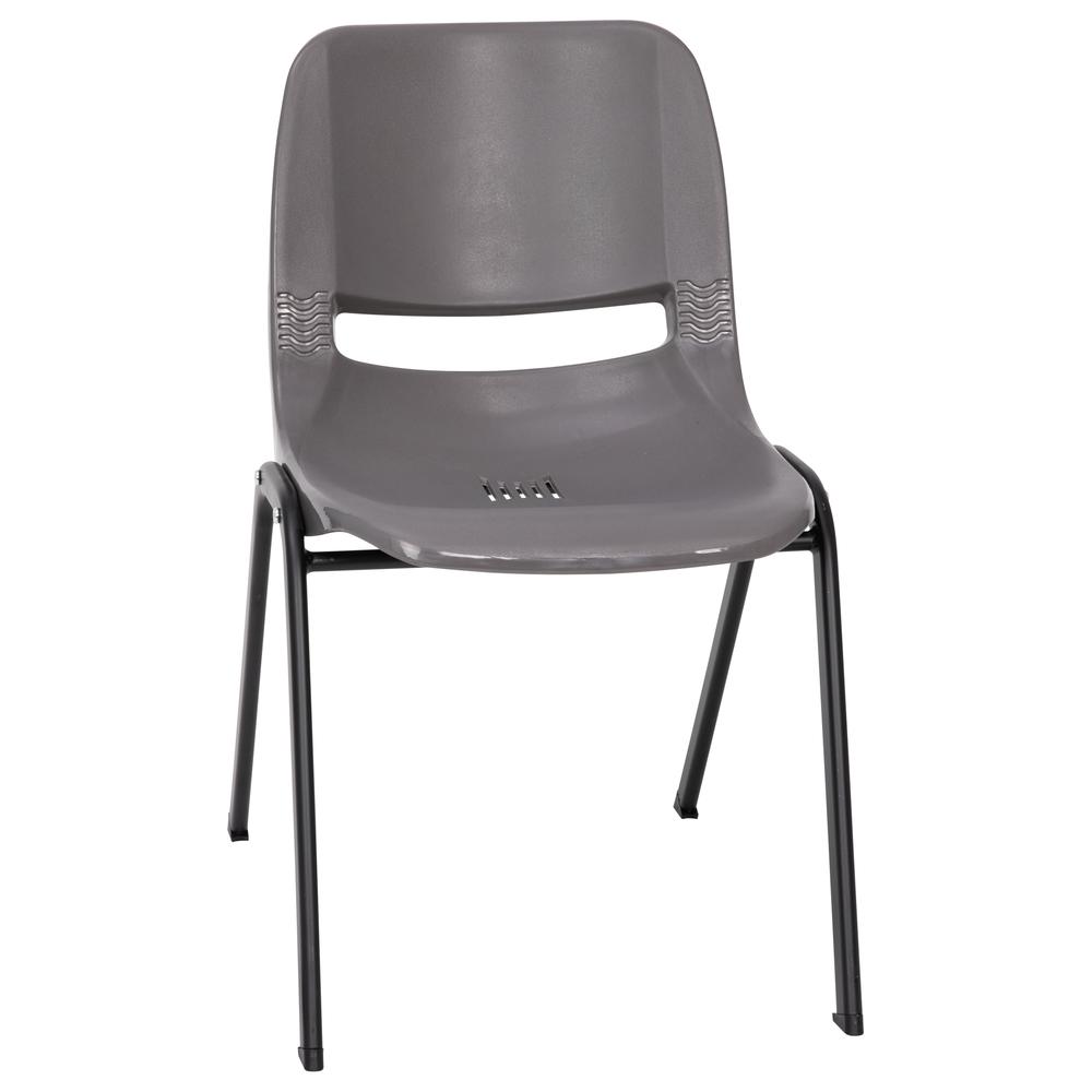 661 lb. Capacity Gray Shell Stack Chair with Black Frame and 16'' Seat Height. Picture 2