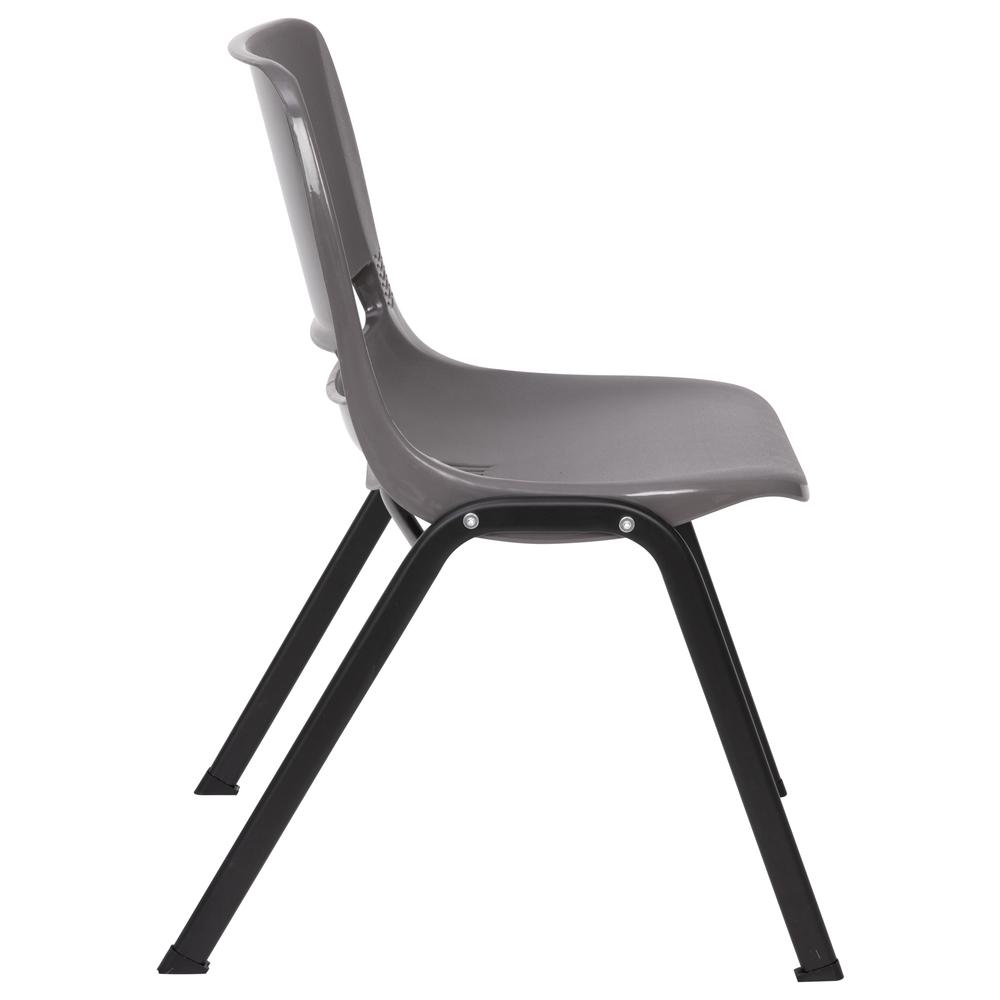 661 lb. Capacity Gray Shell Stack Chair with Black Frame and 16'' Seat Height. Picture 10