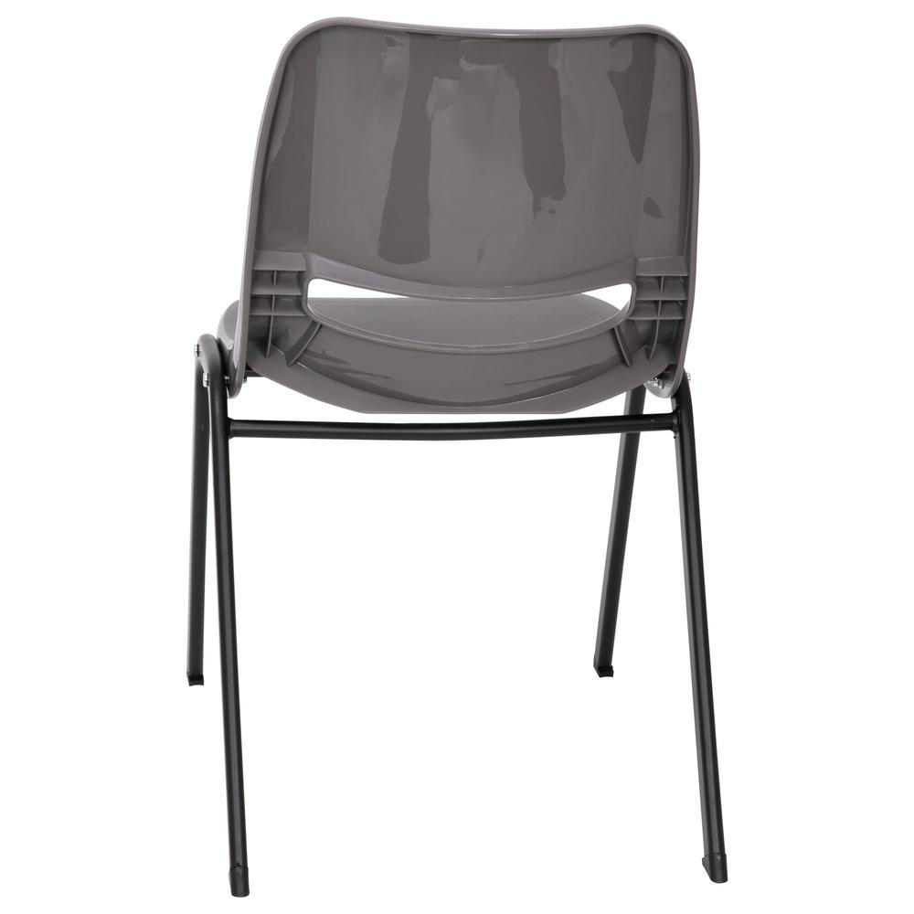 661 lb. Capacity Gray Shell Stack Chair with Black Frame and 16'' Seat Height. Picture 8