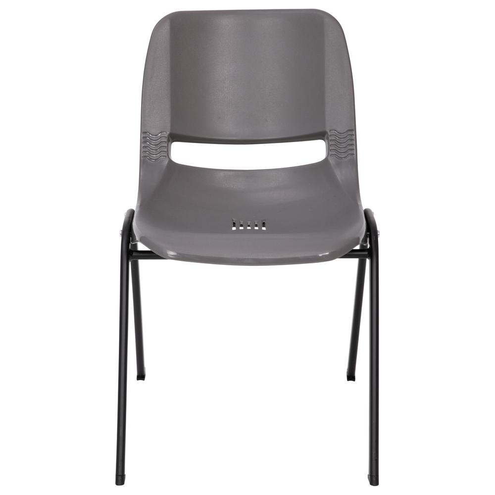 661 lb. Capacity Gray Shell Stack Chair with Black Frame and 16'' Seat Height. Picture 11