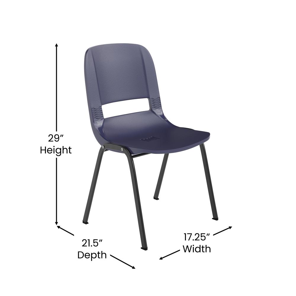 661 lb. Capacity Navy Shell Stack Chair with Black Frame and 16'' Seat Height. Picture 5