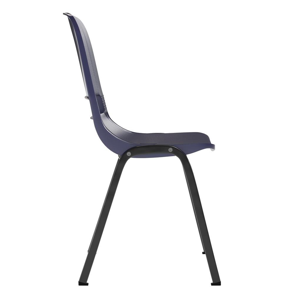 661 lb. Capacity Navy Shell Stack Chair with Black Frame and 16'' Seat Height. Picture 10