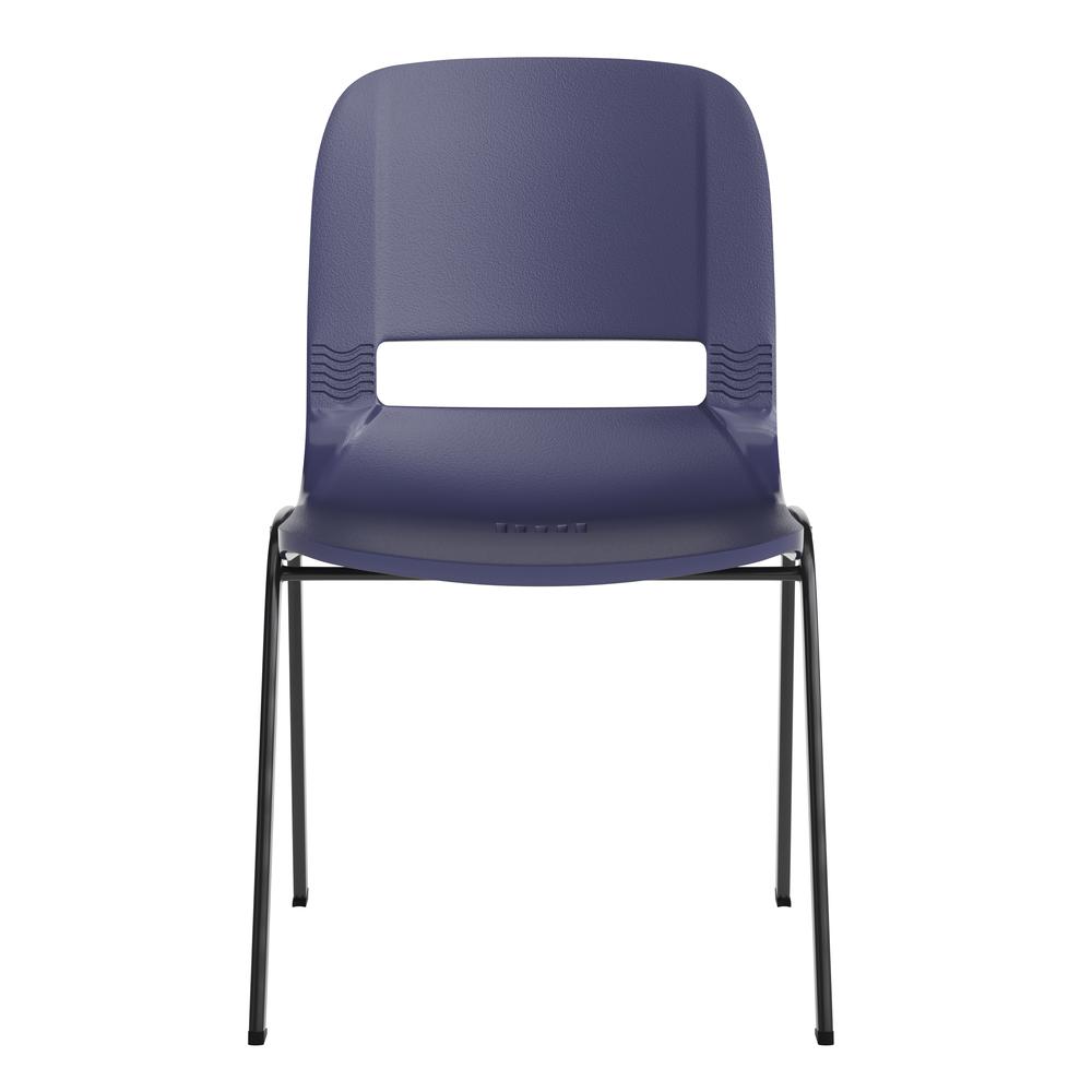 661 lb. Capacity Navy Shell Stack Chair with Black Frame and 16'' Seat Height. Picture 11